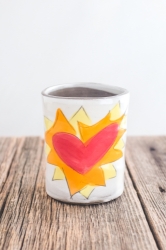 Flaming Heart Cup (orange or violet flames) 