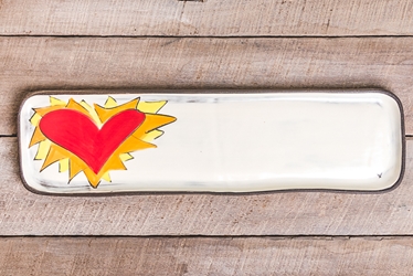 Flaming Heart Long Rectangle Tray (Orange or Violet Flames) 