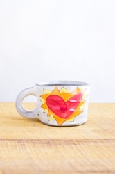 Flaming Heart Mini Mug (orange or violet flames) 