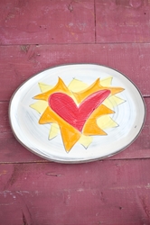 Flaming Heart Oval Tray (orange or violet flames) 