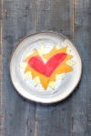 Flaming Heart Round Plate (orange or violet flames) (small/large) 