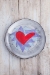 Flaming Heart Round Plate (orange or violet flames) (small/large) - 