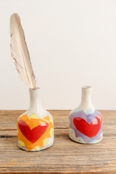 Flaming Heart Single Stem Vase (orange or violet flames) 
