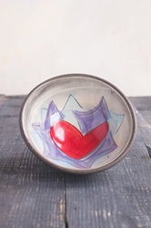 Flaming Heart Small Bowl (orange or violet flames) 