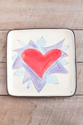 Flaming Heart Square Plate (Small/Large - Orange or Violet Flames) 