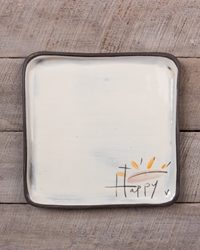 Happy Square Plate (Small/Large) 
